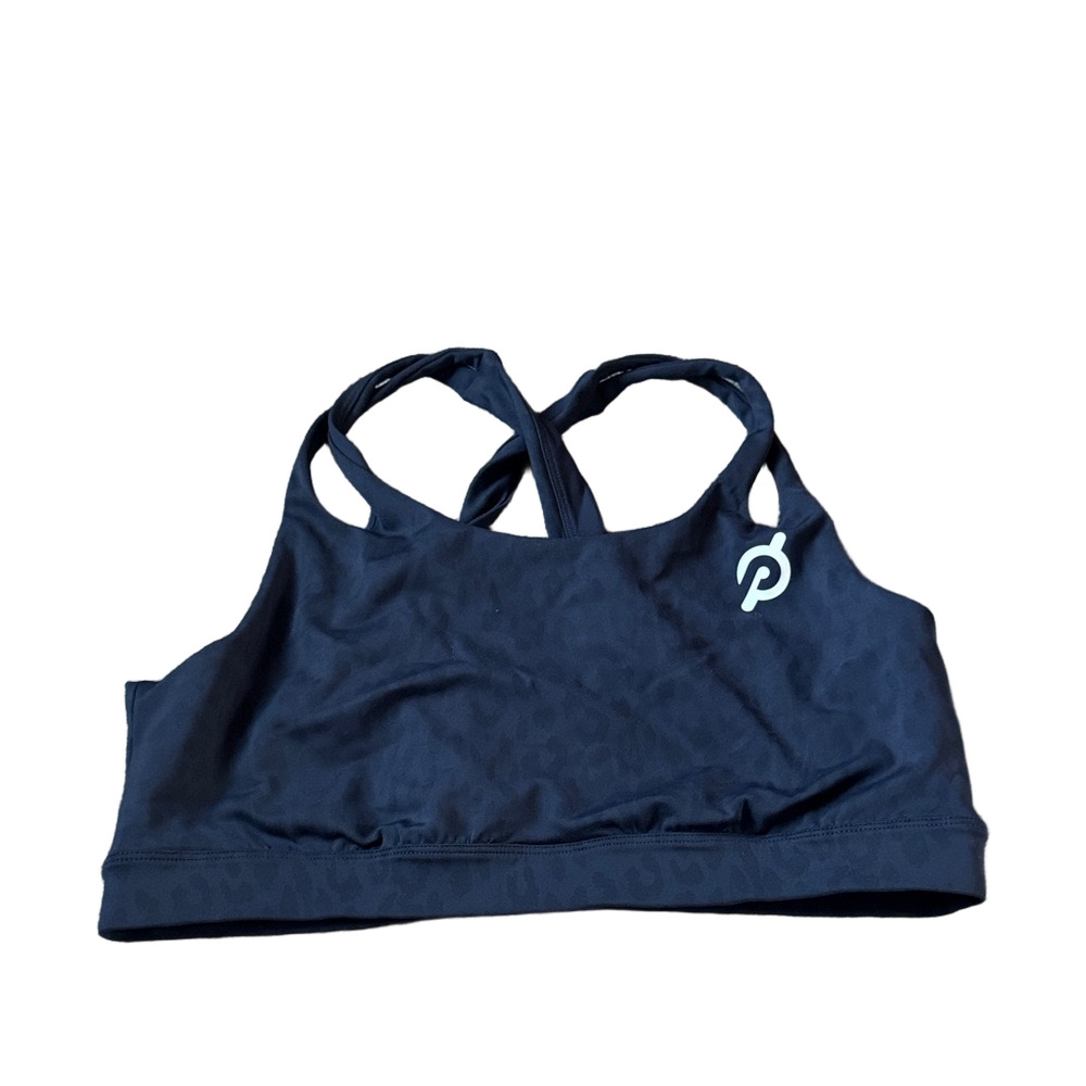 Peloton Blue Animal Print Crossback Sports Bra Logo Athletic SIZE XL